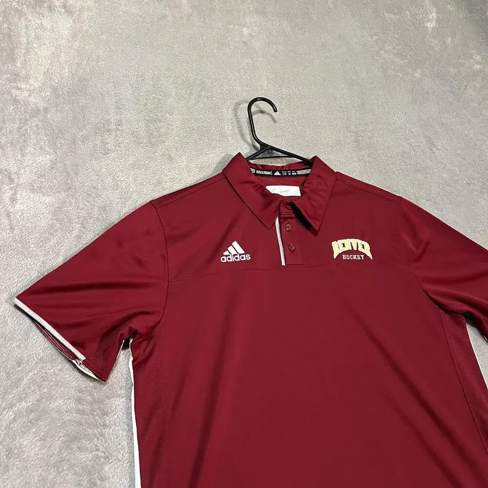 Denver Pioneers Shirt Mens Medium Red NCAA Ice Hockey Adidas Climacool Polo